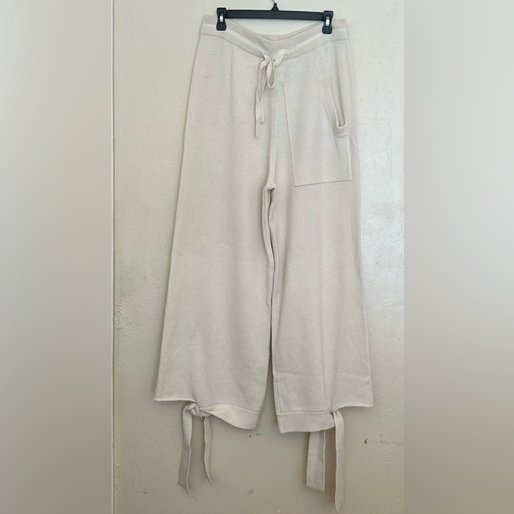 TIBI Cashmere Tie Lounge Ivory Sweatpants - Picture 2 of 8